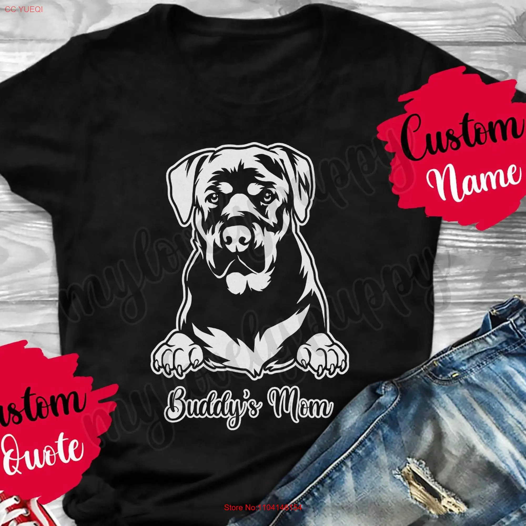 Personalized Rottweiler Dog Mom Dad T Shirt s Rottie Mommy Daddy Owner I Love Rott Dogs long or short sleeves