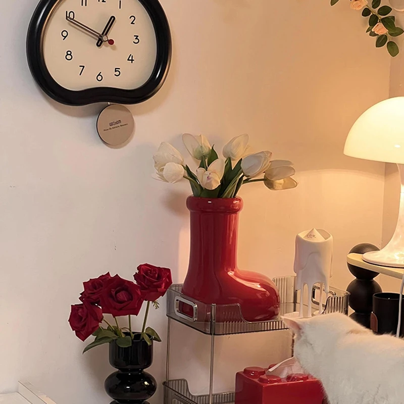 Modern Red Shoe-Shaped Vase Valentine's Gift Home Holiday Table Decoration Perfect For Hydroponic Containers Of Flowers