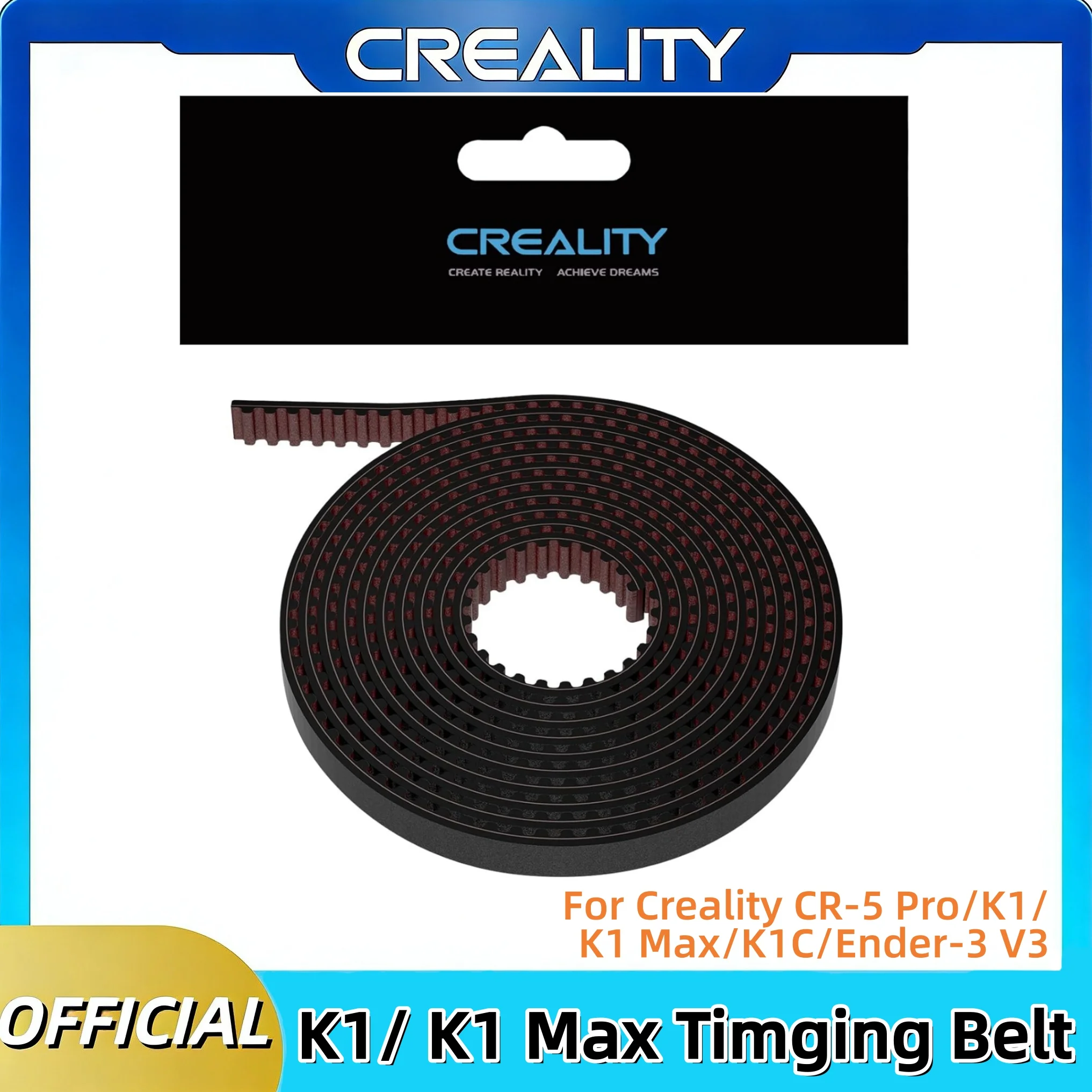 Creality Original K1/K1C/K1 Max/Ender-3 V3/CR-5 Pro Timging Belt Kit，1.8 Meter , 6mm wide, 2GT Synchronous Belt Kit，3D Printer