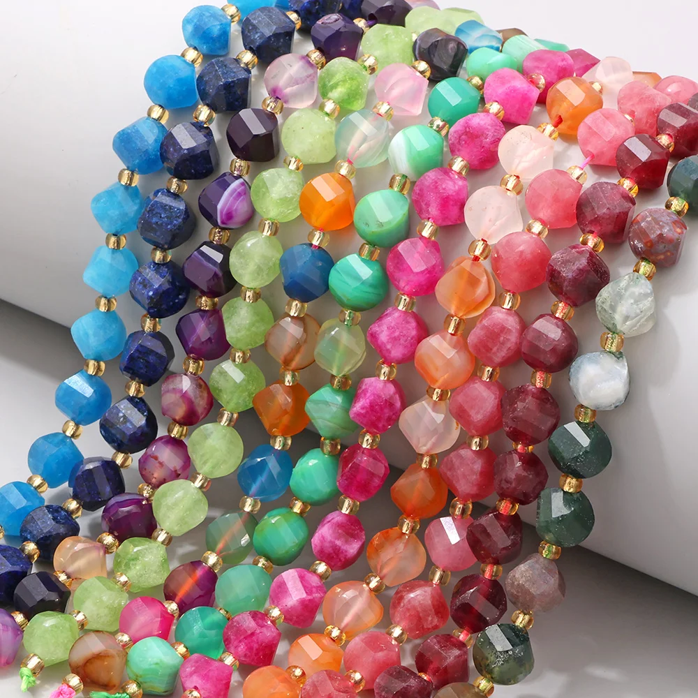 Natural 6/8/10mm Stone Beads Irregular Shape Agate Garnet Lapis Lazuli Tiger Eye Rose Quartz Beads for DIY Bracelet Accessories