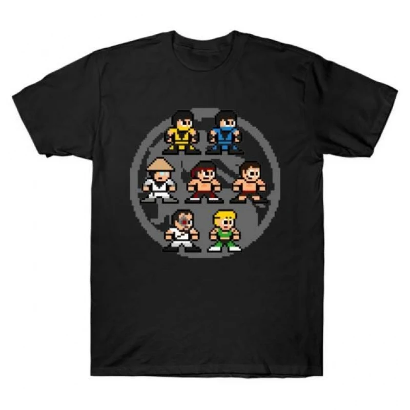 90's Video game Pixelated Mortal Kombat Gift tee for gamer 100% cotton Men's Short Sleeve Graphic T-Shirt All size tops S-6XL