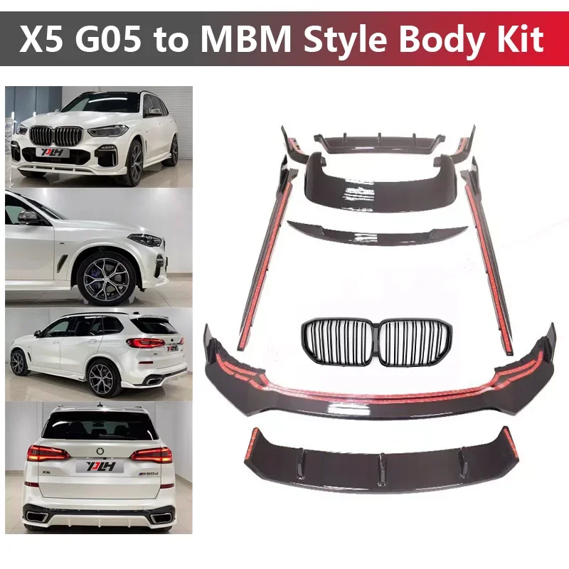 X5 G05 Upgrade To MBM Style Body Kit For X5 G05 Bodykit Front Lip With Grille Rear Diffuser Side Skirts Roof Spoiler Rear Wing