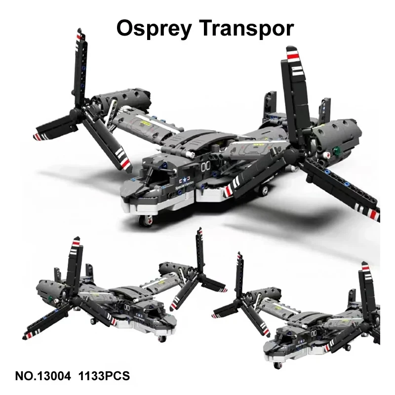 WW2 High-tech Military Weapon Remote Control The V-22 Osprey Airplane Model Building Block Fighter RC Brick Toys Kids Gift 42113