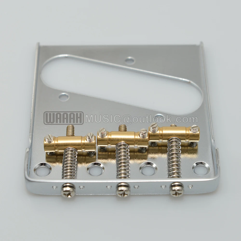 Vintage Chrome Guitar Bridge Brass Saddle Bridge For Tele Guitar with logo for Electric Guitar Parts Accessories