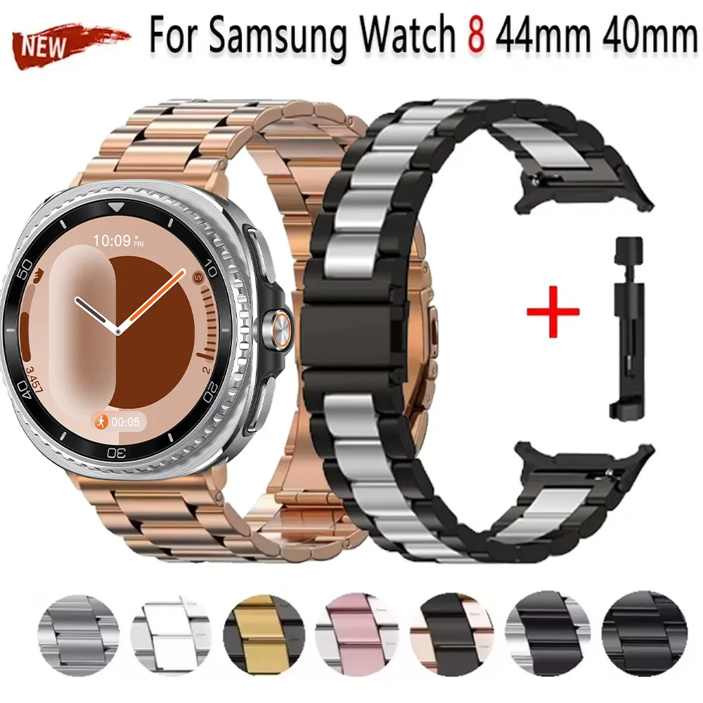 

Металлический ремешок из нержавеющей стали для Samsung Galaxy Watch Ultra 47 мм, высококачественный браслет для Galaxy Watch 8, 44 мм, 40 мм, классический ремешок 46 мм