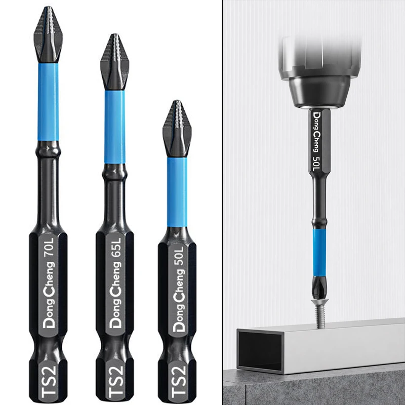 3Pcs S2 Steel Impact Screwdriver Bits Set 50-70mm Magnetic Anti Slip Cross Phillips Bit 1/4 Hex Shank For Electric Drill Driver