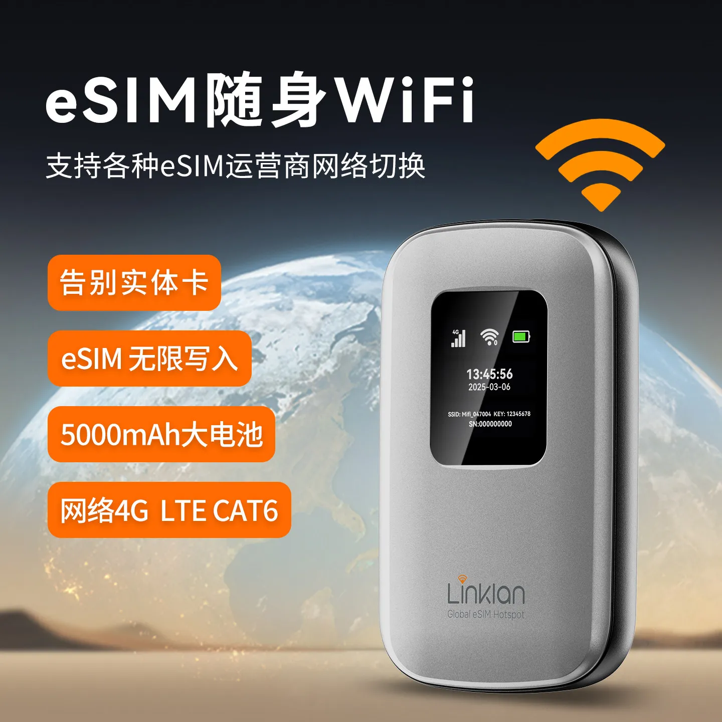 Unlimited Writing, Global Roaming ESim, Portable WiFi, Virtual Card Insertion, Dual Use, Overseas Travel and Study Network