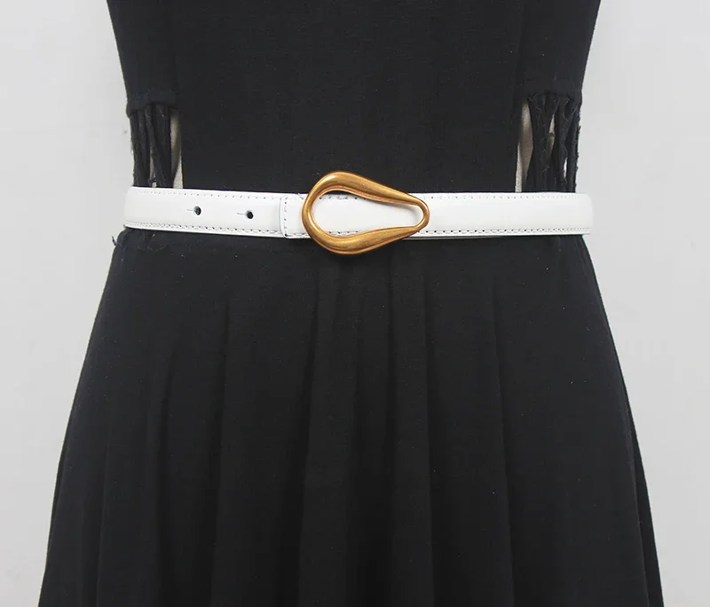 

Women's Runway Fashion Genuine Leather Cummerbunds Female Dress Corsets Waistband Belts Decoration Narrow Belt R216
