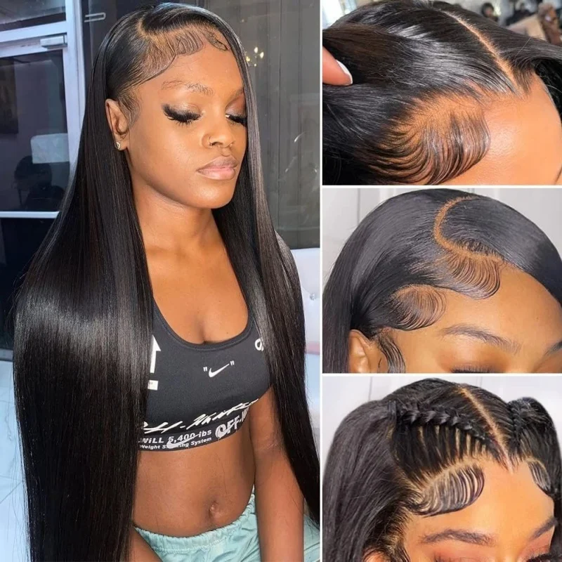 Parrucche diritte naturali Parrucche in pizzo HD da 40 pollici per capelli umani 13x6 Parrucche frontali trasparenti in pizzo brasiliano al 100% per le donne