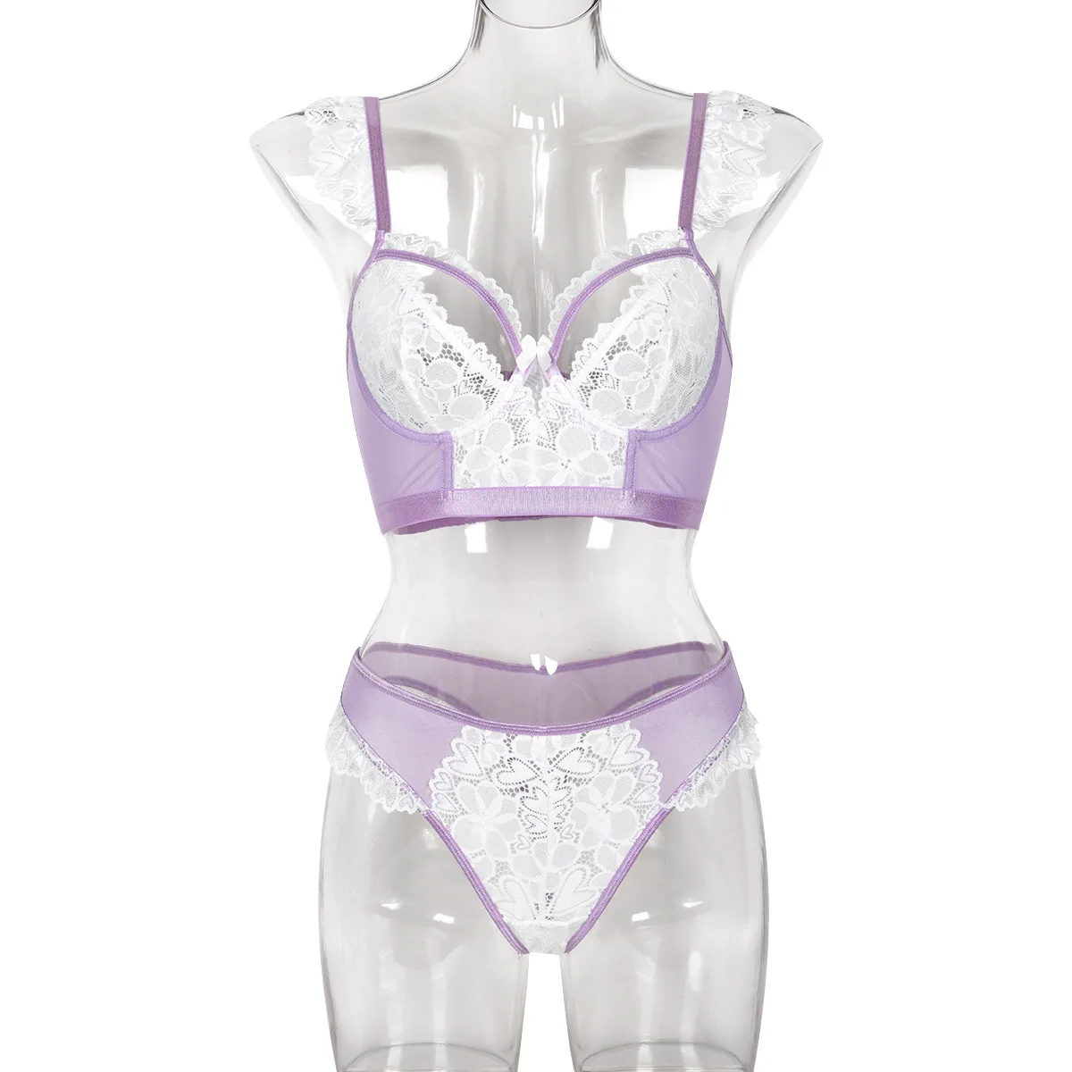 Set esotico da donna in pizzo sexy Set reggiseno lingerie scavata Micro bikini trasparente intimo Set reggiseno e slip per abbigliamento esotico