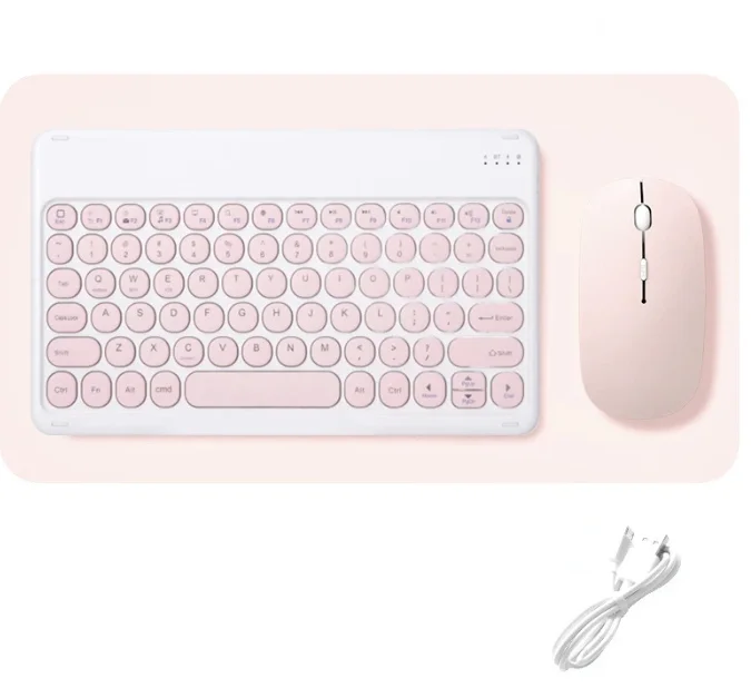 Wireless Keyboard and Mouse Combos Set Round Bluetooth Hebrew Spanish French Korean