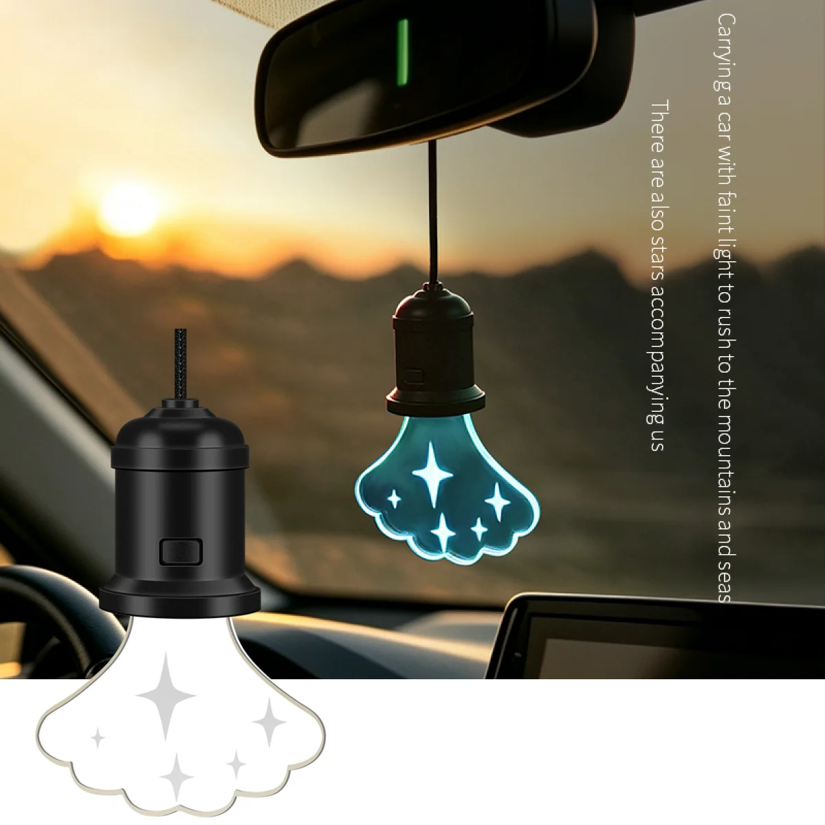 RGB Hanging LED Luminous Pendant Light Car Decoration Retro Lighting Rearview Mirror Decoration For Room Camping Interior Lamp