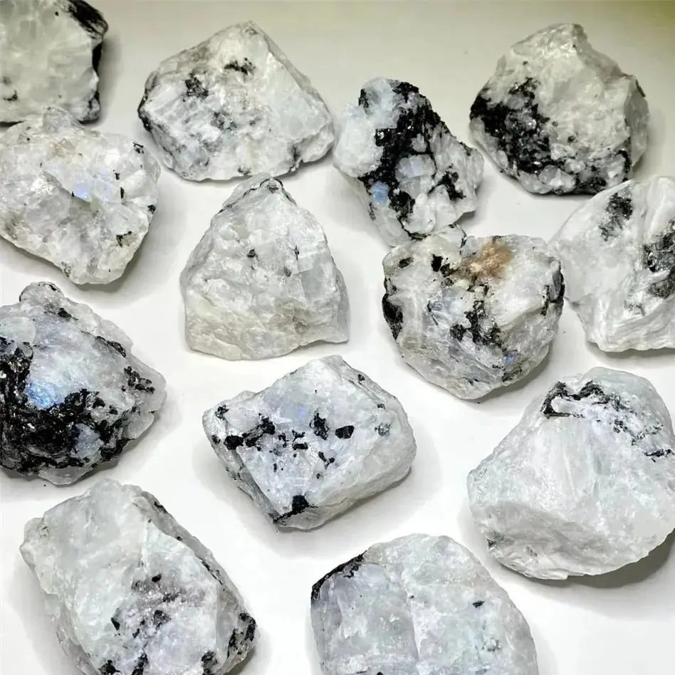 Natural Rainbow Moonstone Rough Stone, Gravel, Fish Tank, Flower Pot for Buddha Landscaping, Chakra Quartz Gemstone