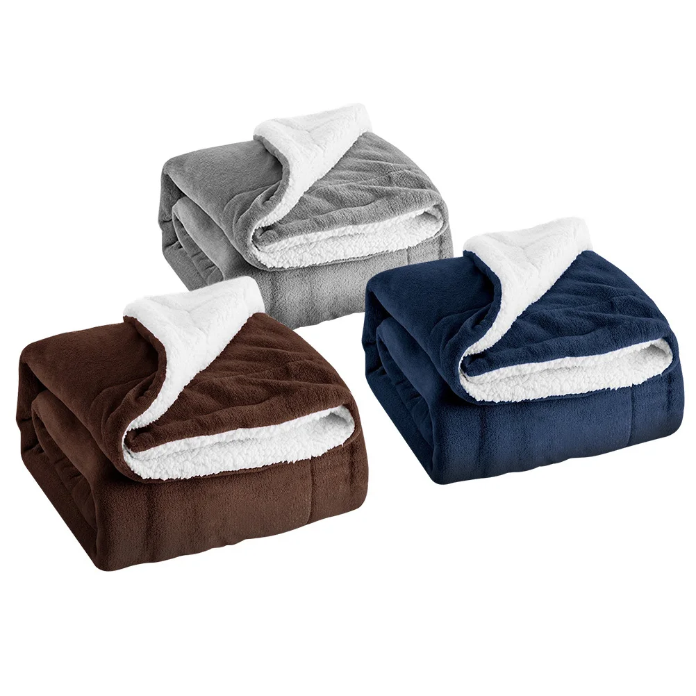

Solid Color Flannel Blanket Super Comfy Versatile Extra Warm Elaborate Needle Stitching Creative Home Ornament