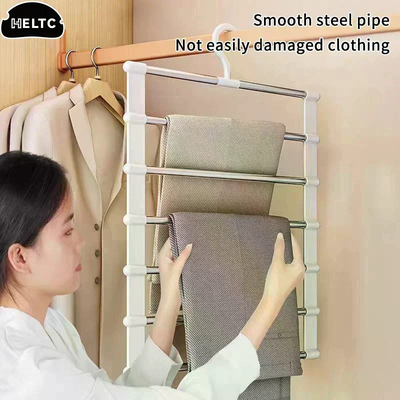 1pcs Foldable Multi-Tier Trouser Rack Wardrobe Storage Organizer Space Saving Hanger For Home Bedroom Closet And Retail Display