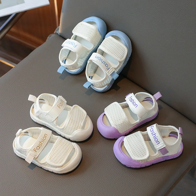 Baby Sandals Summer Infant Shoes Toddler Sandals Soft Breathable Newborn First Walkers Baby Boy Girl Sandals Beige, Blue, Purple