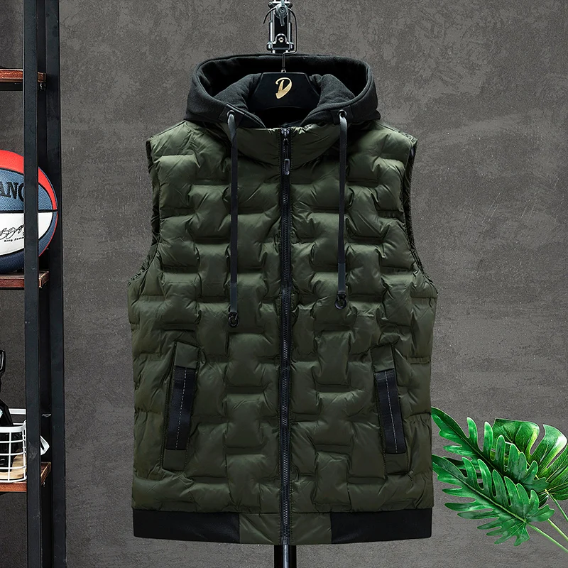 Brand New Mens Winter Down Vests Waistcoats Vests Korean Vest Men Casual Waistcoat Sleeveless Jackets Hooded Male Vest Hot Sell