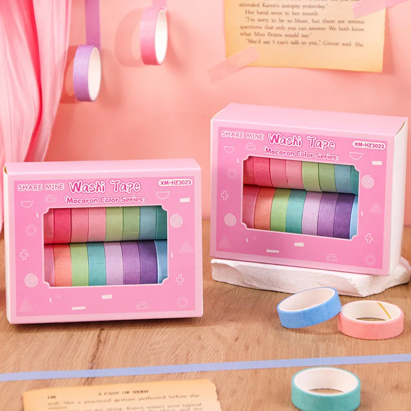Juego de 20 rollos de cinta washi de 2 m en colores macaron, cinta decorativa de color sólido pastel, cinta para manualidades DIY para scrapbooking.