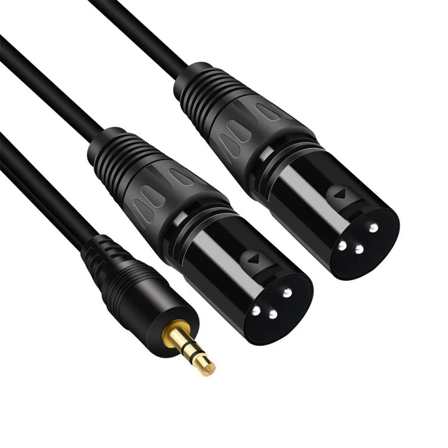 3.5 mm Jack to XLR Audio Cable TRS Stereo Male to Male Dual XLR Splitter For Mixer Speakers Amplifiers
