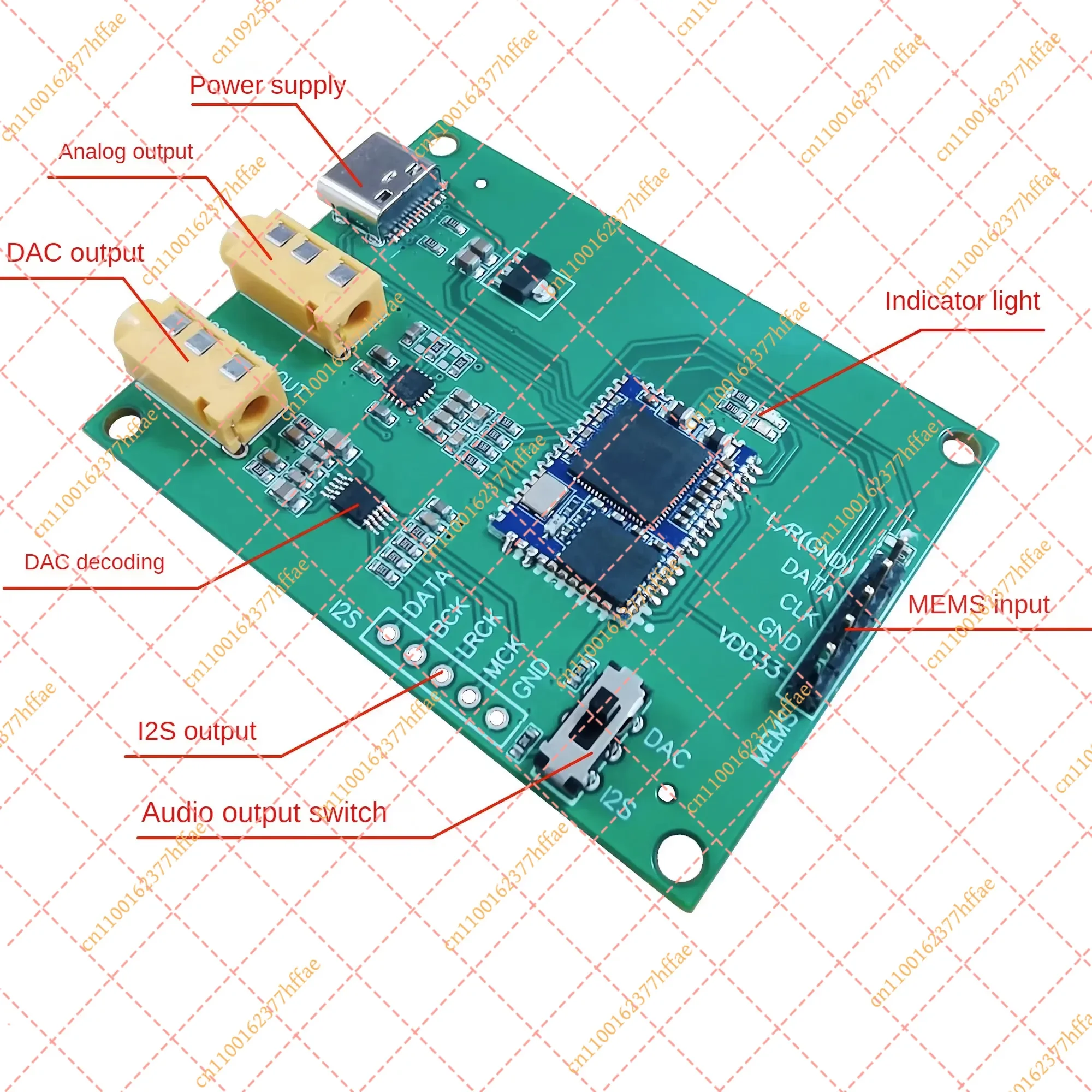 JY PDM MEMS Digital Microphone To I2S PCM  Analog Output DAC 16bit 48K