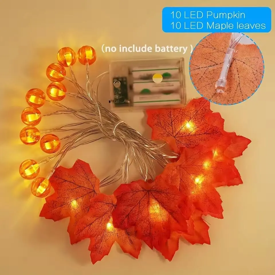 1 قطعة أوراق القيقب اليقطين 10/20LED سلسلة أضواء بطارية تعمل بالطاقة الديكور مصابيح عيد الميلاد هالوين أضواء حفلة الجنية