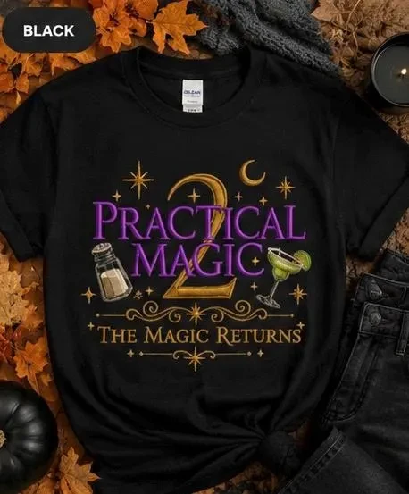 Practical Magic 2 Logo Graphic T‑Shirt Unisex Short‑Sleeve Spellbook Design Casual Top For Witch Movie Fan Spooky Season Gift