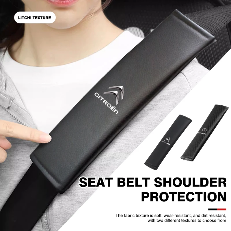 Car Seat Belt Leather Safety Shoulder Cover Protection Pad For Citroen C4 C3 C5 C1 C2 C6 C4L DS3 DS4 Berlingo Picasso Jumper