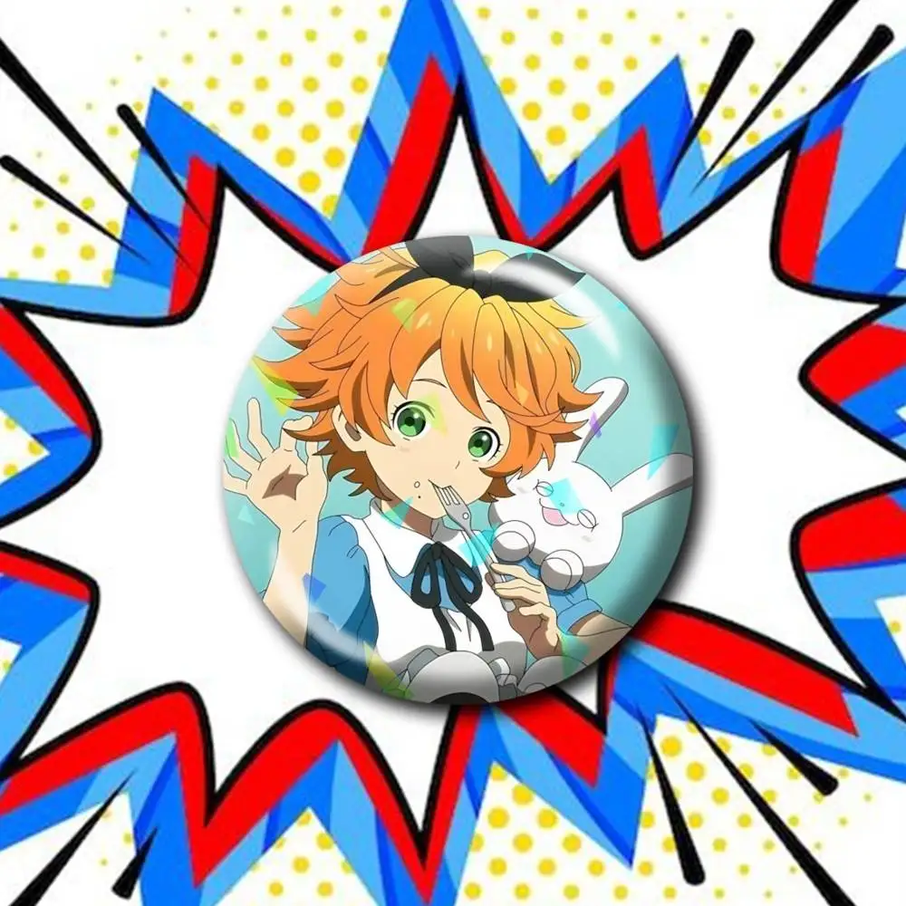 Emma The Promised Neverland Customizable Round Brooch Pins, Personalized Badges With Broken Glass Design Fashion Accessory