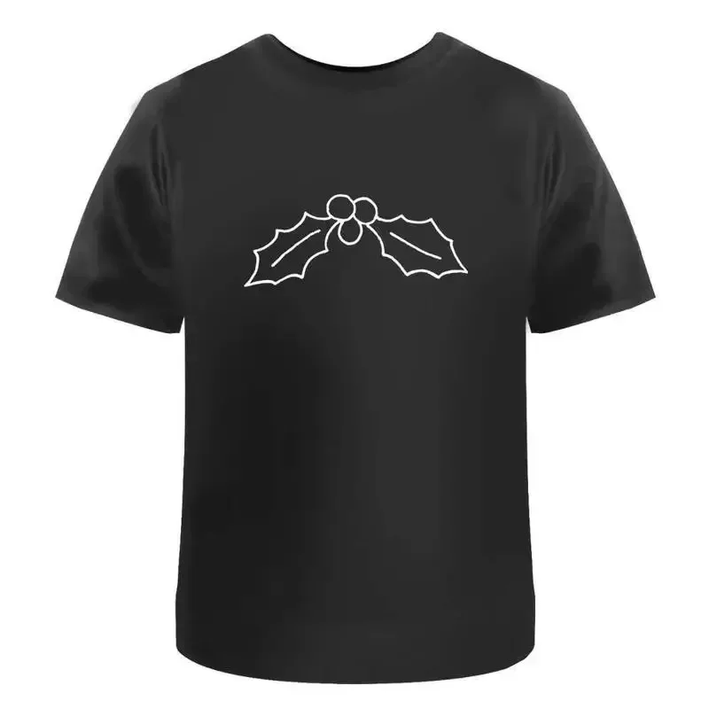 Holly Leaves Berries' Cotton T Shirt Ta024917