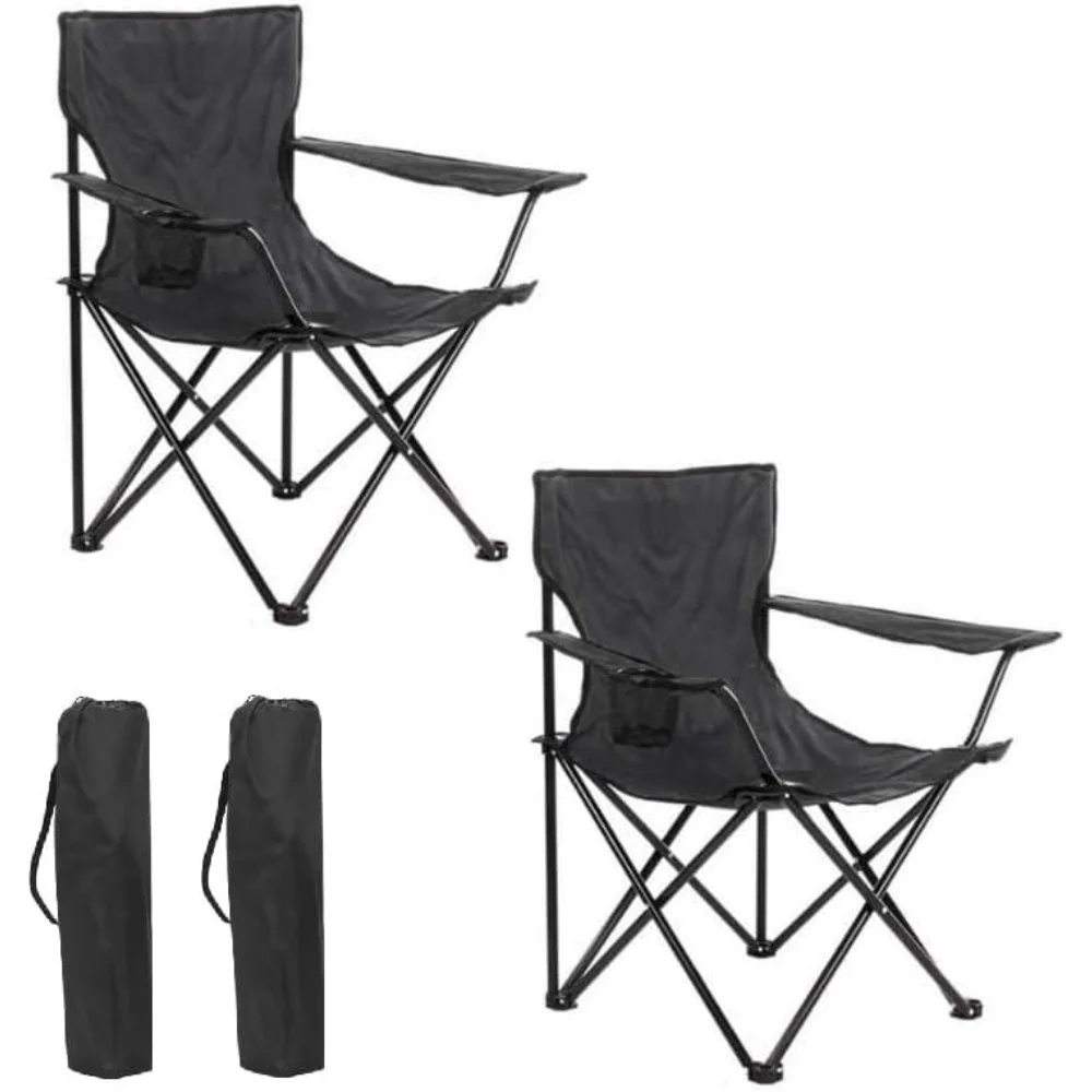 PopLiving - Silla de Playa o Camping, Paquete de 2, con Funda de Transporte y Asas, Plegable, Estructura Metálica, Asiento Impermeable, Medida 50