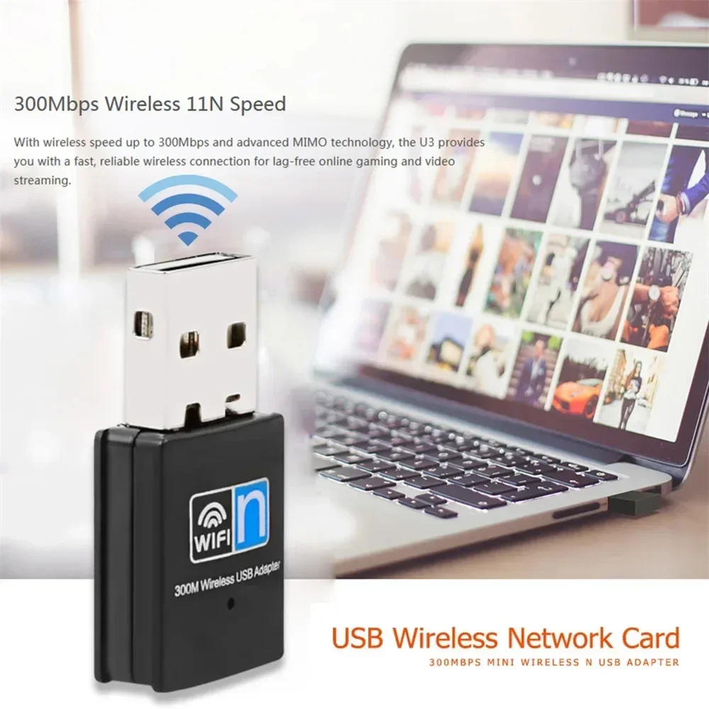 USB 2.0 Receiver Dongle Network Card 802.11N 300Mbps Mini Wireless USB Wifi Adapter For PC Desktop Laptop Windows MAC