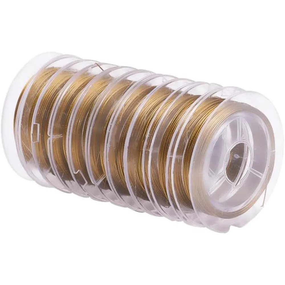 10 Roll Tiger Tail Wire Nylon-Coated Stainless Steel Dark Goldenrod 0.38mm 32.8 Feet(10m)/roll