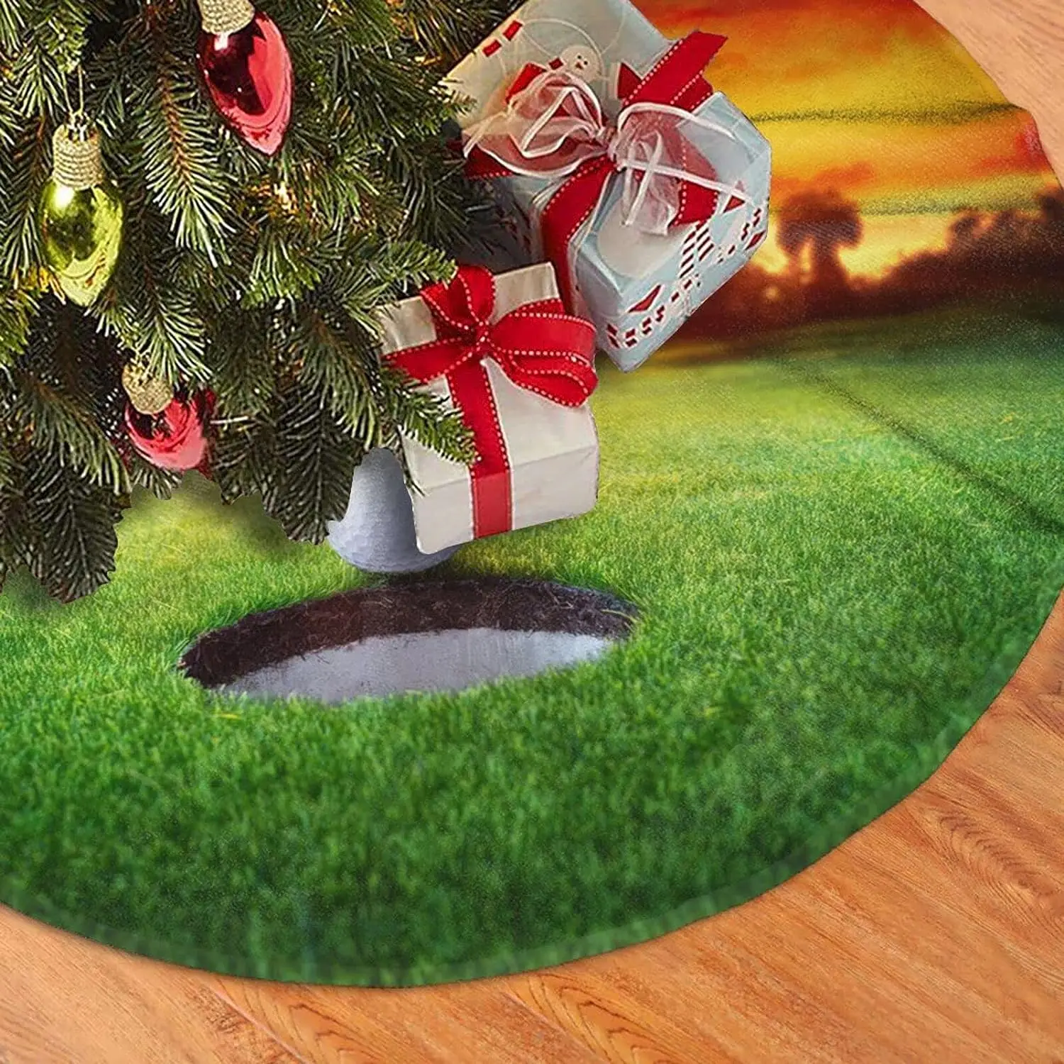 Christmas Tree Skirtsport Golf Ball Sunset Tree 30-36- 48 Inch Christmas Decoration Plush Christmas Tree Skirt Lace