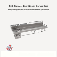 Diiib Stainless Steel Kitchen Storage Rack Single Cup Organizer Knives Holder Spoon Chopsticks Holder Seasoning Hanging Storage