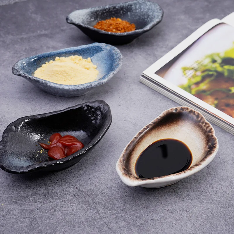 

Japanese-Style Ceramic Seasoning Plate Household Seasoning Plate Restaurant Soy Sauce Vinegar Dip Cold Dish Plate