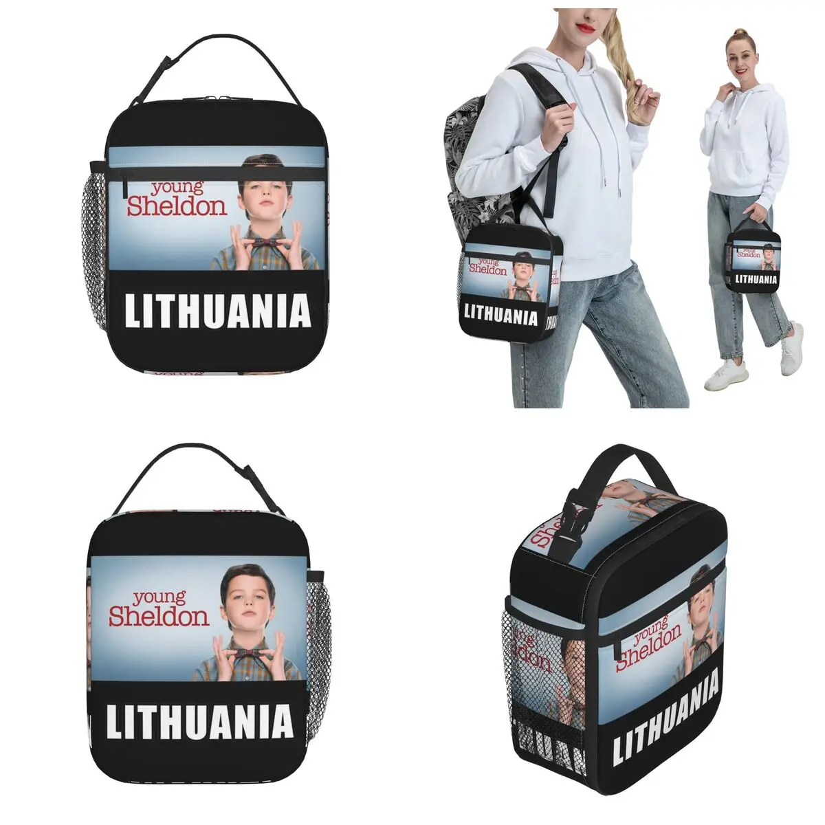 Funny Young Sheldon Comedy Lithuania Insulated Lunch Bag Sheldon Cooper Food Container Bags Portable Thermal Cooler Lunch Boxes