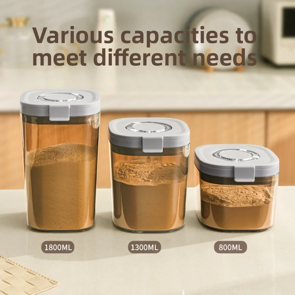 

Coffee Bean Can Milk Powder Jar Box with Scraper Spoon 800ml/1300ml/1800ml Food Sealed Box Reusable Stackable Airtight Container