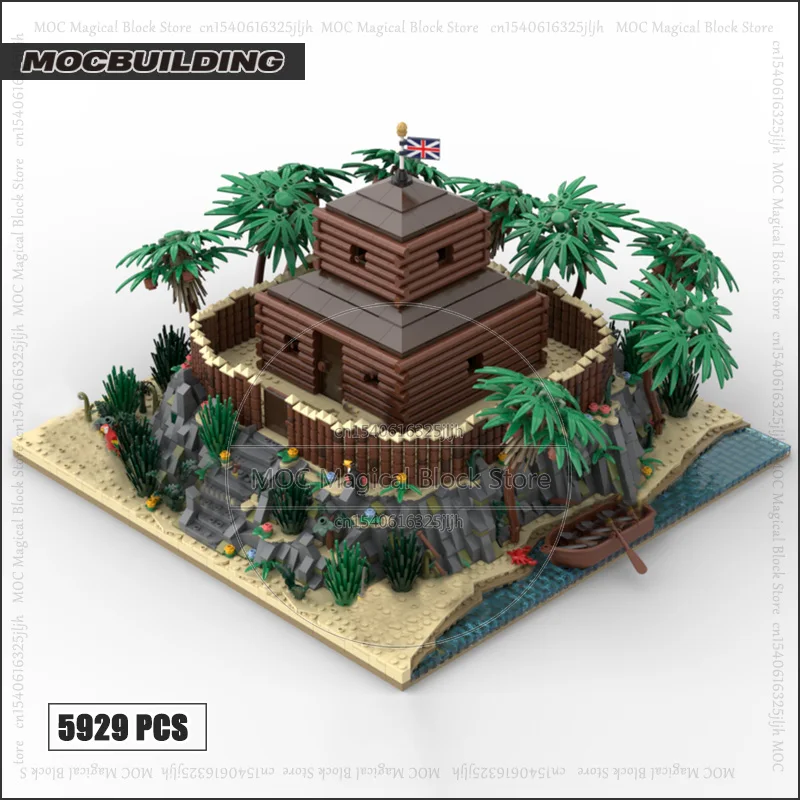 Treasure Island MOC Building Block The Stockade Movie Display Model Technology Bricks Castle Architecture Collection Toys Gifts