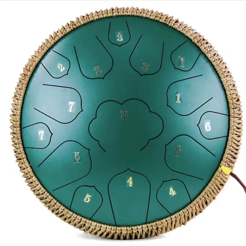 

2025 Factory Stock 14 Inch 15 Note Steel Tongue Drum Black White Color Instruments Percussion Various Color Large Tongue Drum