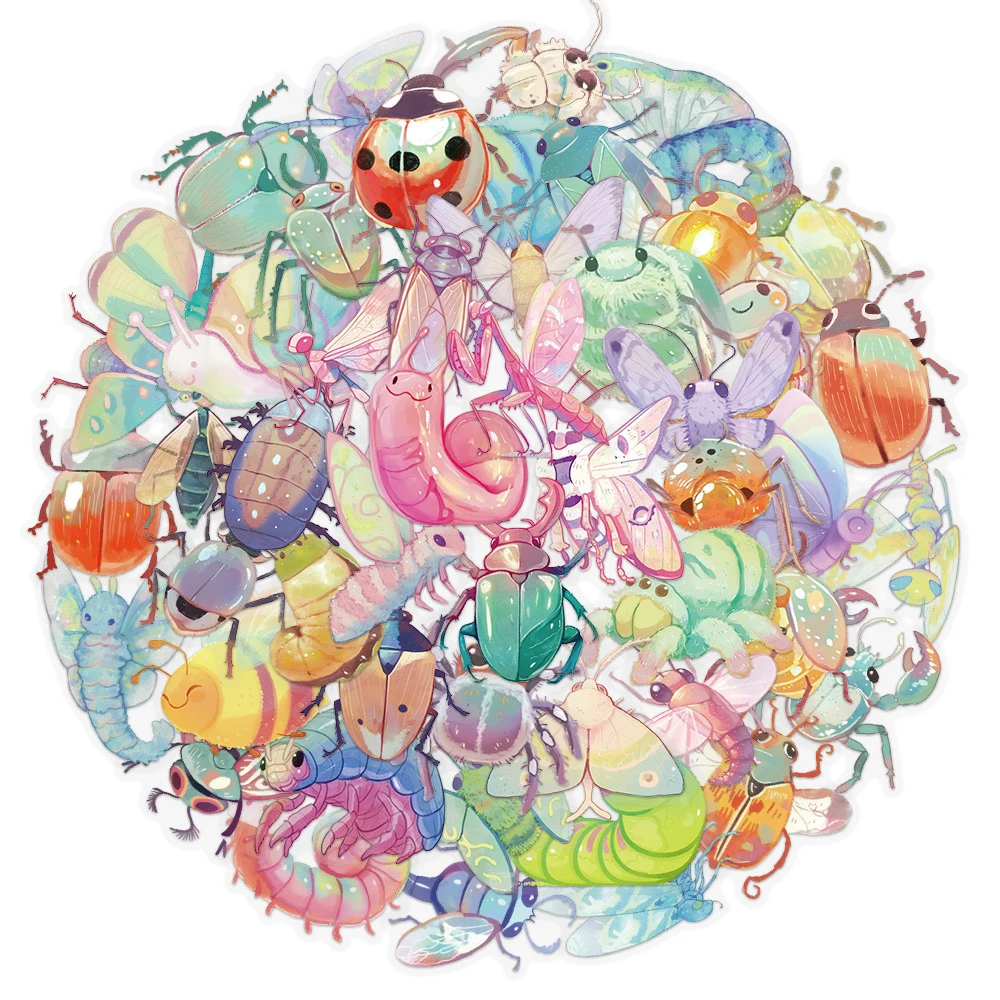 

10/30/50pcs Funny Cute Colorful Insect Stickers Kawaii Cartoon Bugs Sticker Scrapbooking Laptop Phone Graffiti Decals Decoration