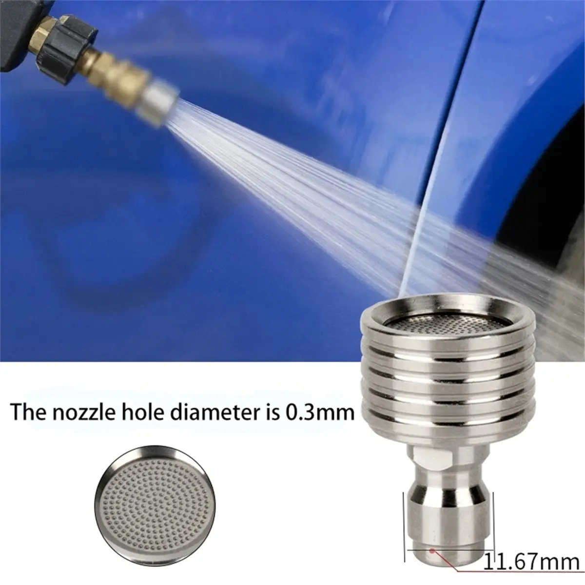 A1454P ~High Pressure Water Interface Washing Nozzle Stainless Steel Shower Blades 1/4 Quick Connect Wash Cars Tools