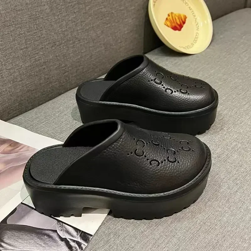 Lightweight Slides UnisexChlid Chunky Platform Slippers Thick Sole Beach Slippers Closed Toe Hollow Out Sandals Vacation Shoes