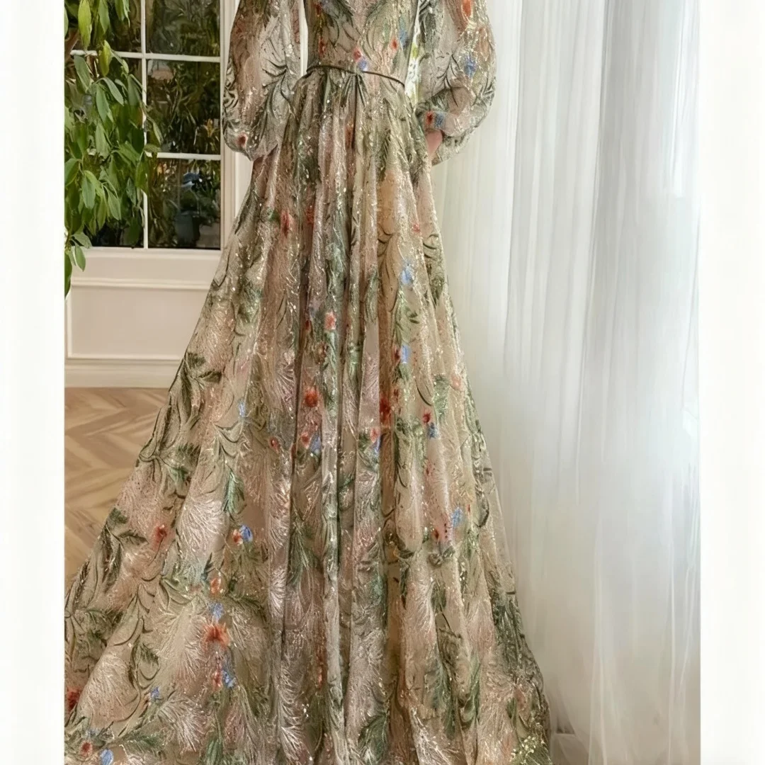 Maßgeschneiderte elegante Partykleider mit quadratischem Kragen und langen Ärmeln, formelle Abendkleider, Geburtstagsfeier-Abschlussballkleider für Frauen