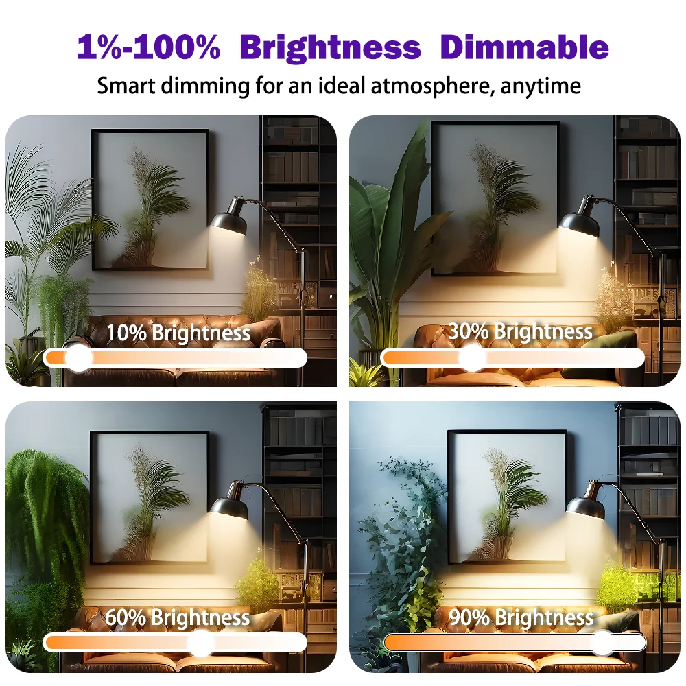 4pcs, Smart Bulbs, RGBCW LED Bulbs, Color Changing Dimmable Bulbs with App Control & Music Sync for Home Lighting.