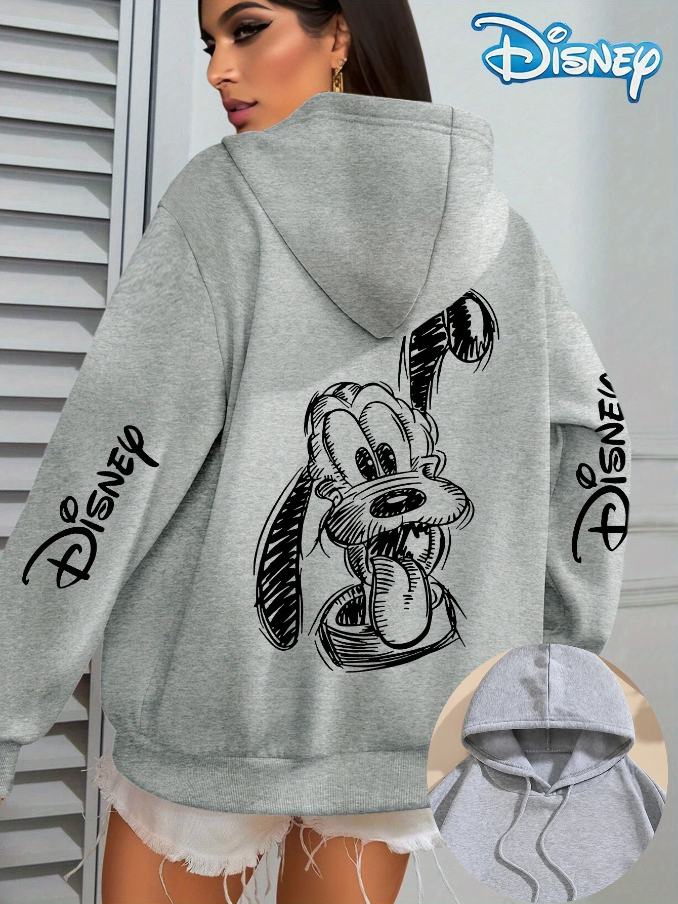 ديزني المرأة بلوتو عصا الشكل الصوف هوديس الرجال القطن هودي البلوز البلوز الخريف الشتاء المعتاد معاطف طويلة الأكمام #2