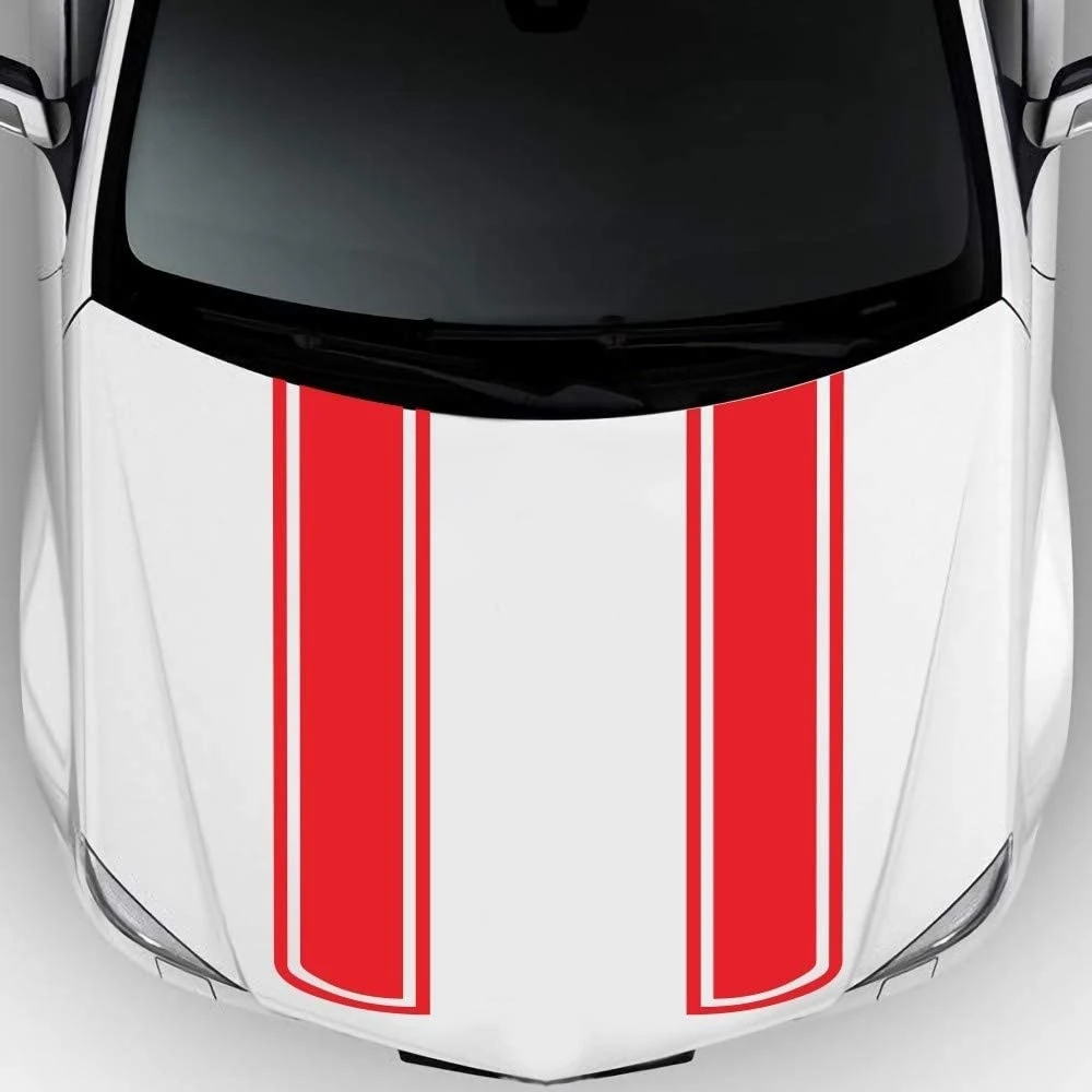 2 Pcs Car Hood Sticker Vinyl Stripes Car Hood Sticker Auto Front Cover Stickers