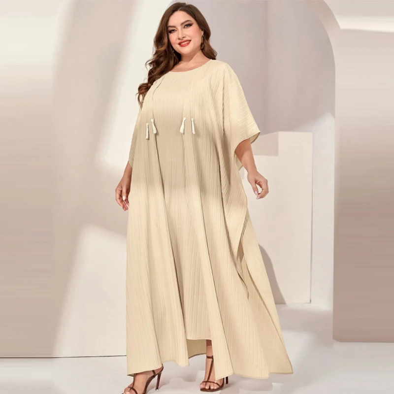 

kebaya Ramadan Elegant Solid Two-piece Set Dress, Open Front Coverup & Tie Waist Abayas Outfits, Islam Women's Clothing