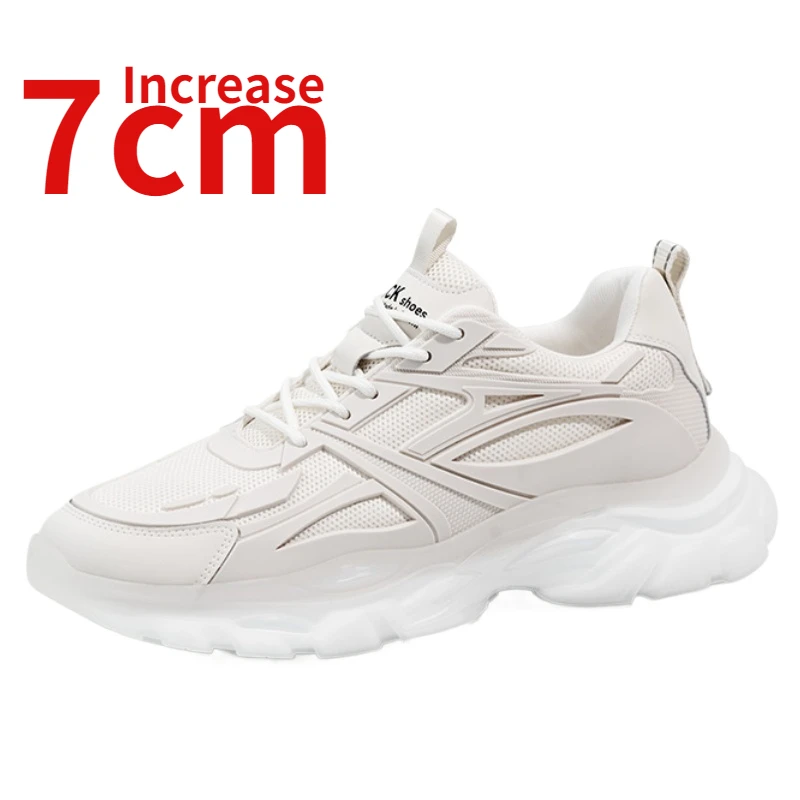 

Summer Mesh Hollowed Out Dad Shoes for Men Comfortable Breathable with An Inner Height Increased 7cm Thick Soled Elevator Shoes