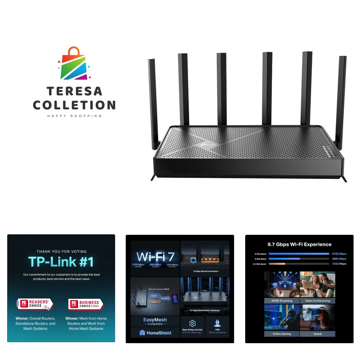 

Трехдиапазонный маршрутизатор Wi-Fi 7 BE9700 | 10G WAN/LAN + 2.5G WAN/LAN + 3× 2.5G LAN порта,...