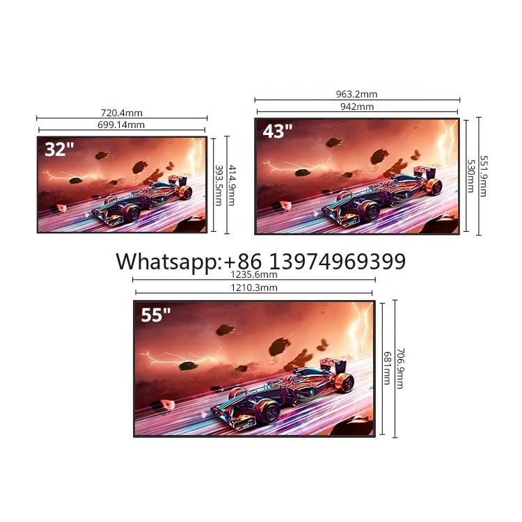 HUSHIDA 43 50 55 Inch 4K Lcd Display Digital Signage Media Player With Cms Digital Signage Software